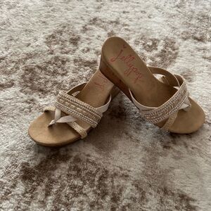 Jellypop women’s 9.5 Cork Wedge Platform Sandals Beaded Woven
